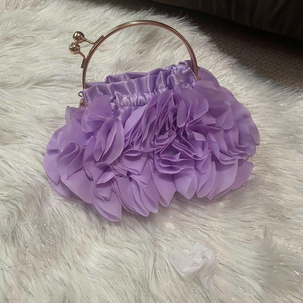Elegant Purple Ruffled Handbag